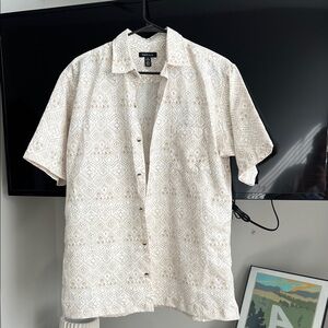 Van Heusen Cream Patterned Short Sleeve Shirt